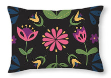 Load image into Gallery viewer, Folk Flower Pattern in Black and Pink - Throw Pillow
