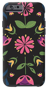 Folk Flower Pattern in Black and Pink - Phone Case