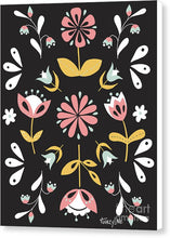 Load image into Gallery viewer, Folk Flower Pattern in Black and White - Canvas Print
