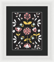Load image into Gallery viewer, Folk Flower Pattern in Black and White - Framed Print
