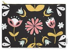 Load image into Gallery viewer, Folk Flower Pattern in Black and White - Carry-All Pouch

