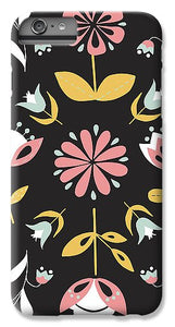 Folk Flower Pattern in Black and White - Phone Case