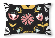 Load image into Gallery viewer, Folk Flower Pattern in Black and White - Throw Pillow
