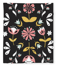 Load image into Gallery viewer, Folk Flower Pattern in Black and White - Blanket
