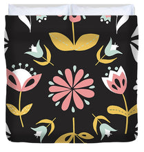 Load image into Gallery viewer, Folk Flower Pattern in Black and White - Duvet Cover
