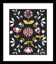 Load image into Gallery viewer, Folk Flower Pattern in Black and White - Framed Print
