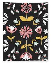 Load image into Gallery viewer, Folk Flower Pattern in Black and White - Blanket
