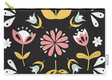 Load image into Gallery viewer, Folk Flower Pattern in Black and White - Carry-All Pouch
