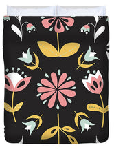 Load image into Gallery viewer, Folk Flower Pattern in Black and White - Duvet Cover
