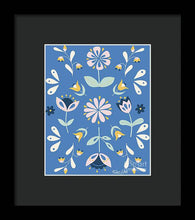 Load image into Gallery viewer, Folk Flower Pattern in Blue - Framed Print
