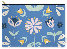 Load image into Gallery viewer, Folk Flower Pattern in Blue - Carry-All Pouch
