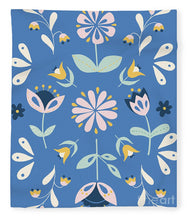 Load image into Gallery viewer, Folk Flower Pattern in Blue - Blanket
