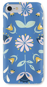 Folk Flower Pattern in Blue - Phone Case