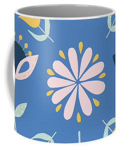 Folk Flower Pattern in Blue - Mug