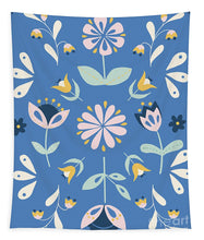 Load image into Gallery viewer, Folk Flower Pattern in Blue - Tapestry
