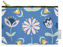 Load image into Gallery viewer, Folk Flower Pattern in Blue - Carry-All Pouch

