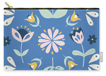 Load image into Gallery viewer, Folk Flower Pattern in Blue - Carry-All Pouch
