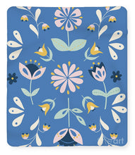 Load image into Gallery viewer, Folk Flower Pattern in Blue - Blanket
