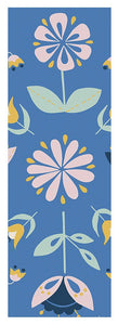 Folk Flower Pattern in Blue - Yoga Mat