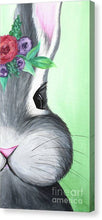 Load image into Gallery viewer, Grey Easter Bunny with Flowers - Canvas Print
