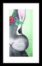 Load image into Gallery viewer, Grey Easter Bunny with Flowers - Framed Print
