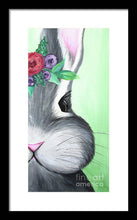 Load image into Gallery viewer, Grey Easter Bunny with Flowers - Framed Print
