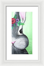 Load image into Gallery viewer, Grey Easter Bunny with Flowers - Framed Print
