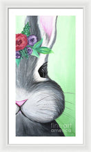 Load image into Gallery viewer, Grey Easter Bunny with Flowers - Framed Print
