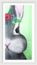 Load image into Gallery viewer, Grey Easter Bunny with Flowers - Framed Print

