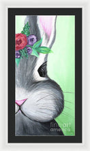 Load image into Gallery viewer, Grey Easter Bunny with Flowers - Framed Print
