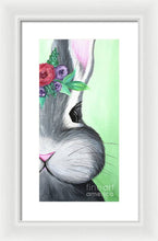 Load image into Gallery viewer, Grey Easter Bunny with Flowers - Framed Print
