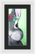 Load image into Gallery viewer, Grey Easter Bunny with Flowers - Framed Print
