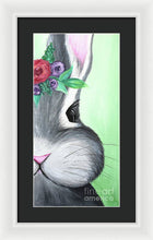 Load image into Gallery viewer, Grey Easter Bunny with Flowers - Framed Print
