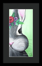 Load image into Gallery viewer, Grey Easter Bunny with Flowers - Framed Print
