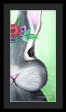 Load image into Gallery viewer, Grey Easter Bunny with Flowers - Framed Print
