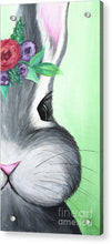Load image into Gallery viewer, Grey Easter Bunny with Flowers - Acrylic Print
