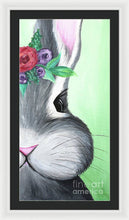Load image into Gallery viewer, Grey Easter Bunny with Flowers - Framed Print
