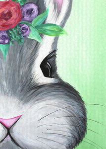 Grey Easter Bunny with Flowers - Puzzle