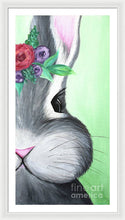 Load image into Gallery viewer, Grey Easter Bunny with Flowers - Framed Print
