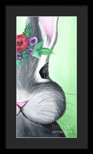 Load image into Gallery viewer, Grey Easter Bunny with Flowers - Framed Print
