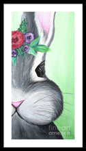 Load image into Gallery viewer, Grey Easter Bunny with Flowers - Framed Print
