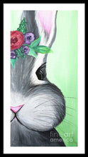 Load image into Gallery viewer, Grey Easter Bunny with Flowers - Framed Print
