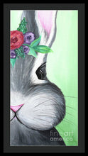 Load image into Gallery viewer, Grey Easter Bunny with Flowers - Framed Print

