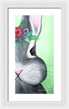 Load image into Gallery viewer, Grey Easter Bunny with Flowers - Framed Print
