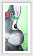 Load image into Gallery viewer, Grey Easter Bunny with Flowers - Framed Print
