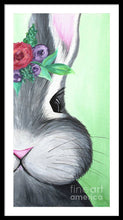 Load image into Gallery viewer, Grey Easter Bunny with Flowers - Framed Print
