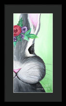 Load image into Gallery viewer, Grey Easter Bunny with Flowers - Framed Print
