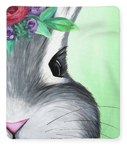 Grey Easter Bunny with Flowers - Blanket