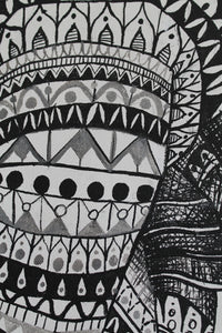original Tribal Elephant Mandala ink painting on canvas