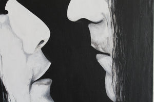 original John Lennon and Yoko Ono black and white painting canvas